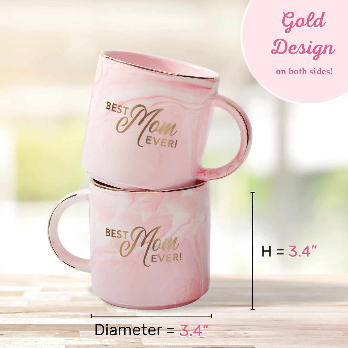 Best Mom Ever Pink Marbled Ceramic Coffee Mug