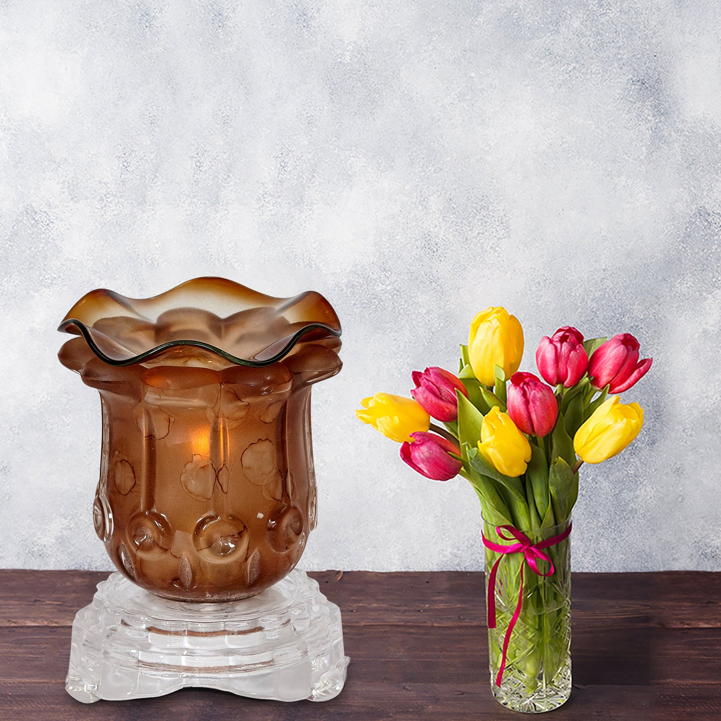 Glass Black Tulip Oil Warmer