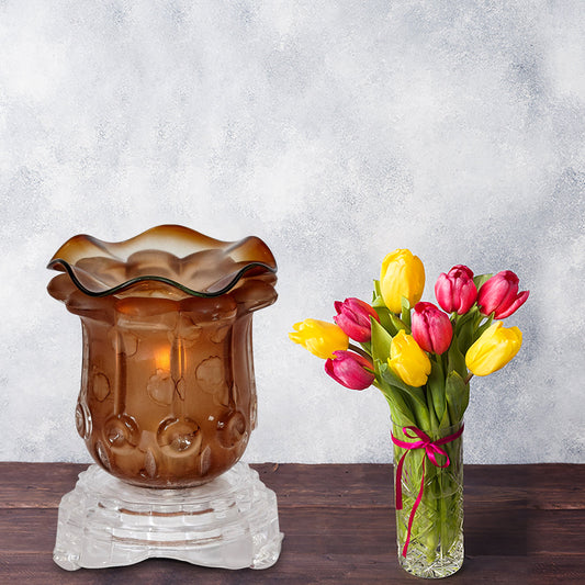 Glass Black Tulip Oil Warmer