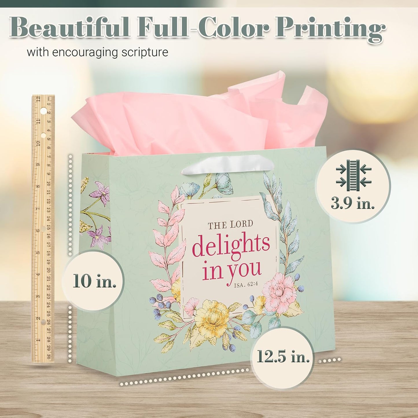 The LORD Delights in You Large Landscape Gift Bag - Isaiah 62:4