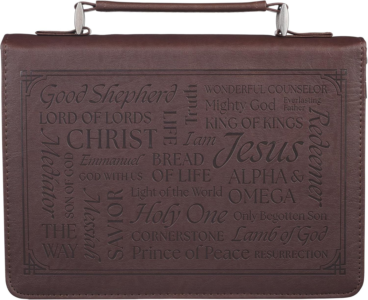 Names of Jesus Walnut Brown Faux Leather Classic Bible Cover - Isaiah 9:6