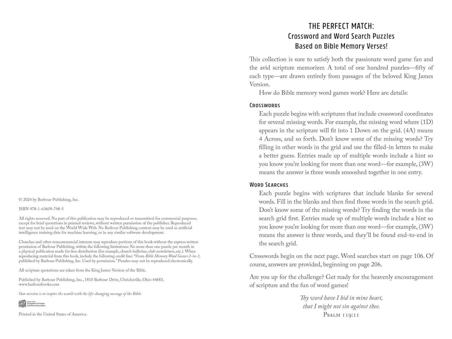 Bible Memory Word Games 2-In-1: Featuring Crosswords and Word Searches