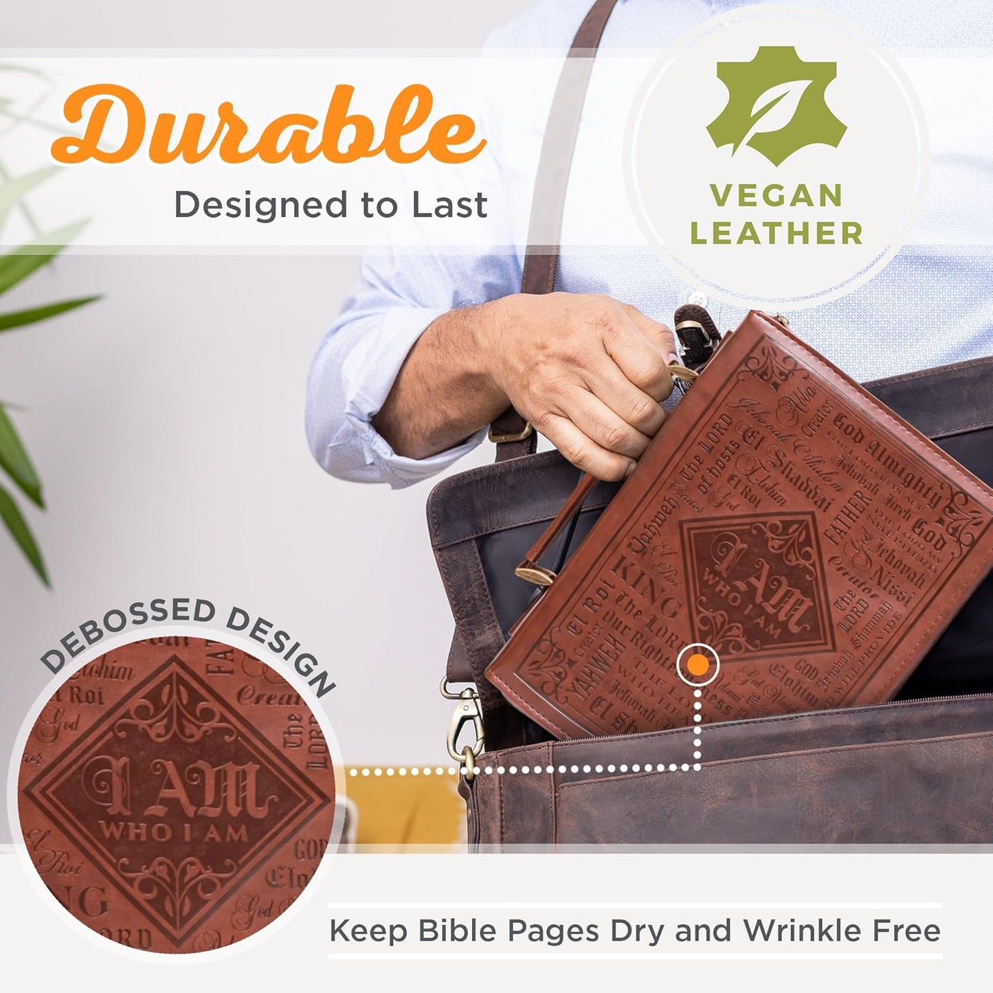 Names of God Brown Faux Leather Bible Cover
