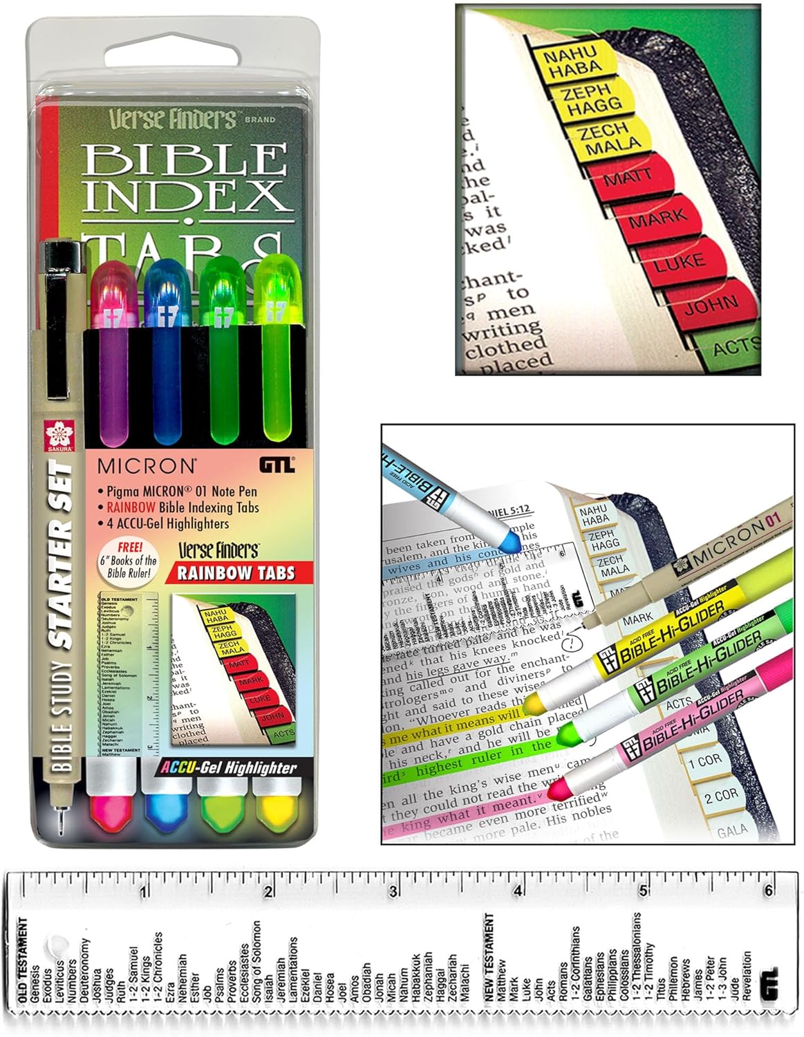 Accu-Gel & Pigma Micron Bible Study Starter Sets with Silver Verse Finder Bible Tabs (Copy)