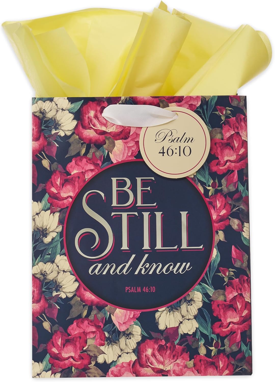 Be Still Vintage Floral Medium Gift Bag – Psalm 46:10