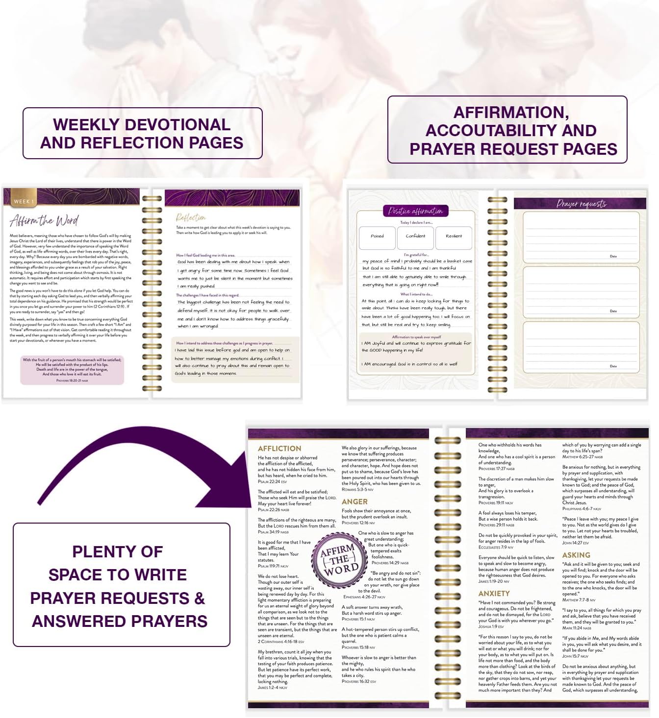 Affirm The Word 52-Week Prayer Journal for Women: Christian Scripture Devotional with Affirmation, Reflection