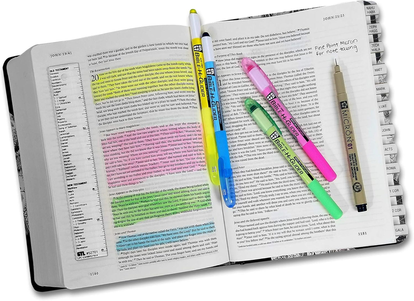 Accu-Gel & Pigma Micron Bible Study Starter Sets with Silver Verse Finder Bible Tabs