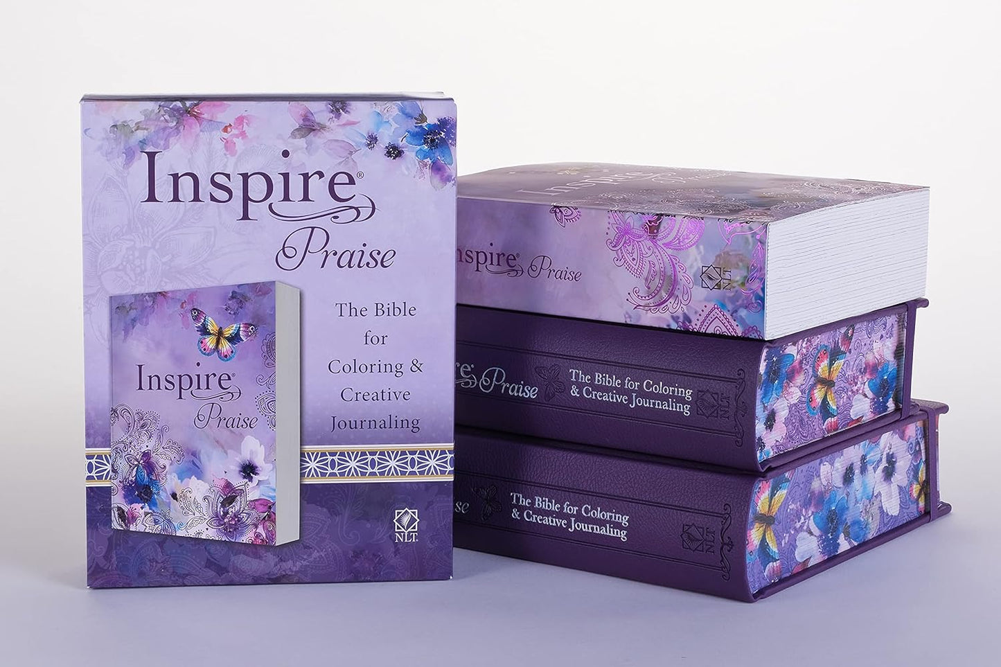 Tyndale NLT Inspire PRAISE Bible (LeatherLike, Purple Garden): Coloring Bible