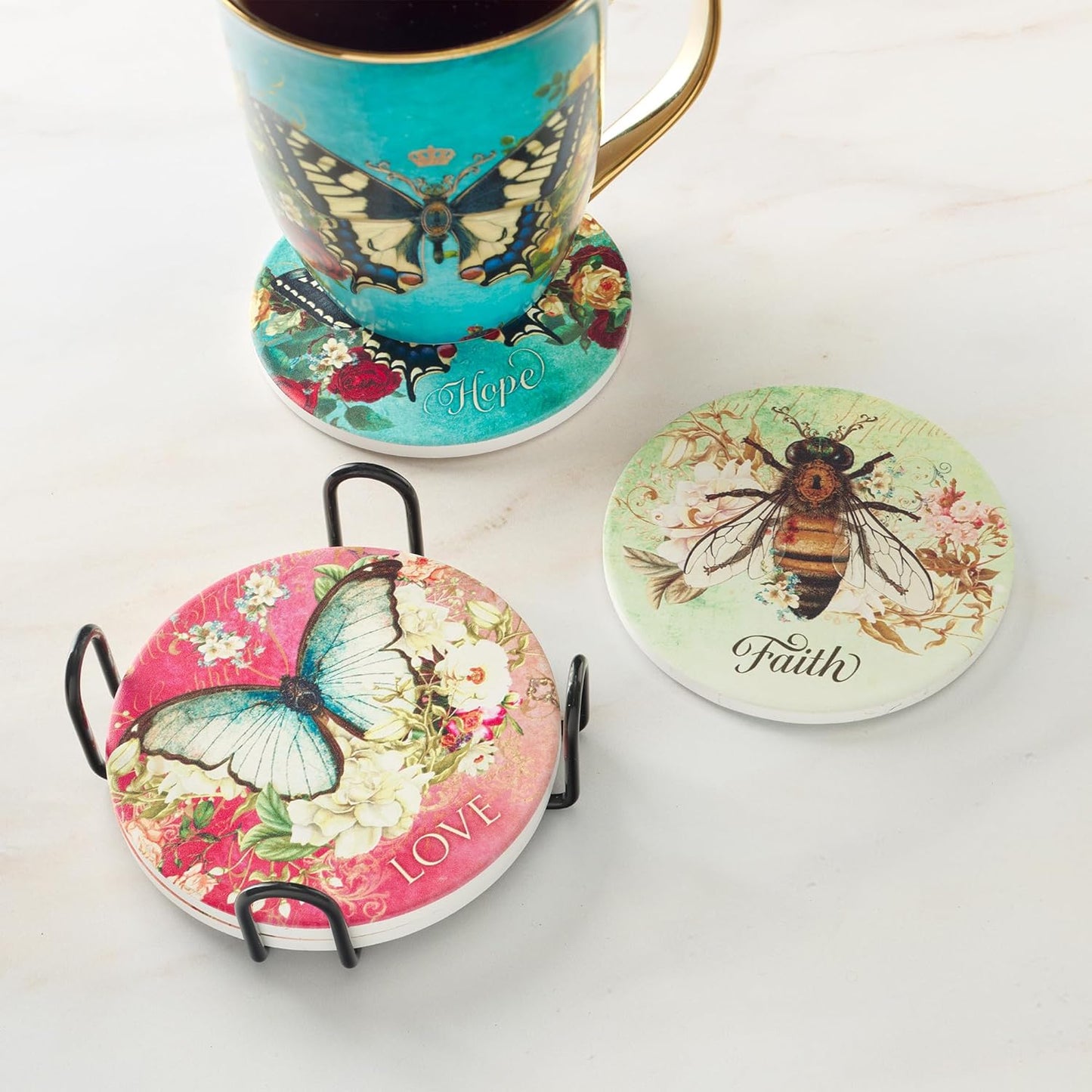 Secret Garden 4-piece Ceramic Coaster Set