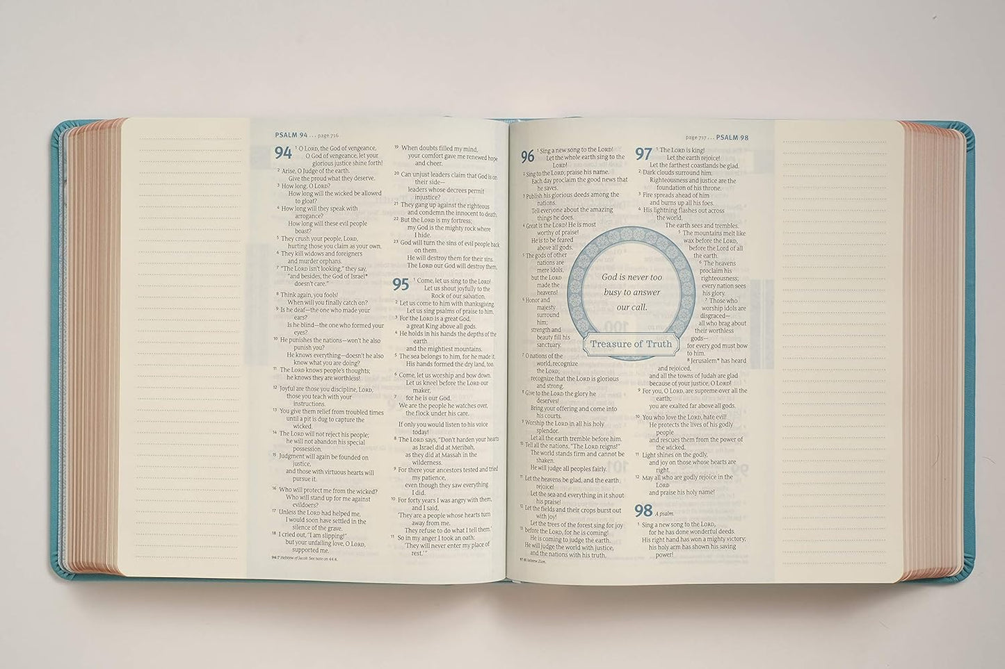 NLT THRIVE Creative Journaling Devotional Bible (Hardcover LeatherLike, Teal Blue with Rose Gold)