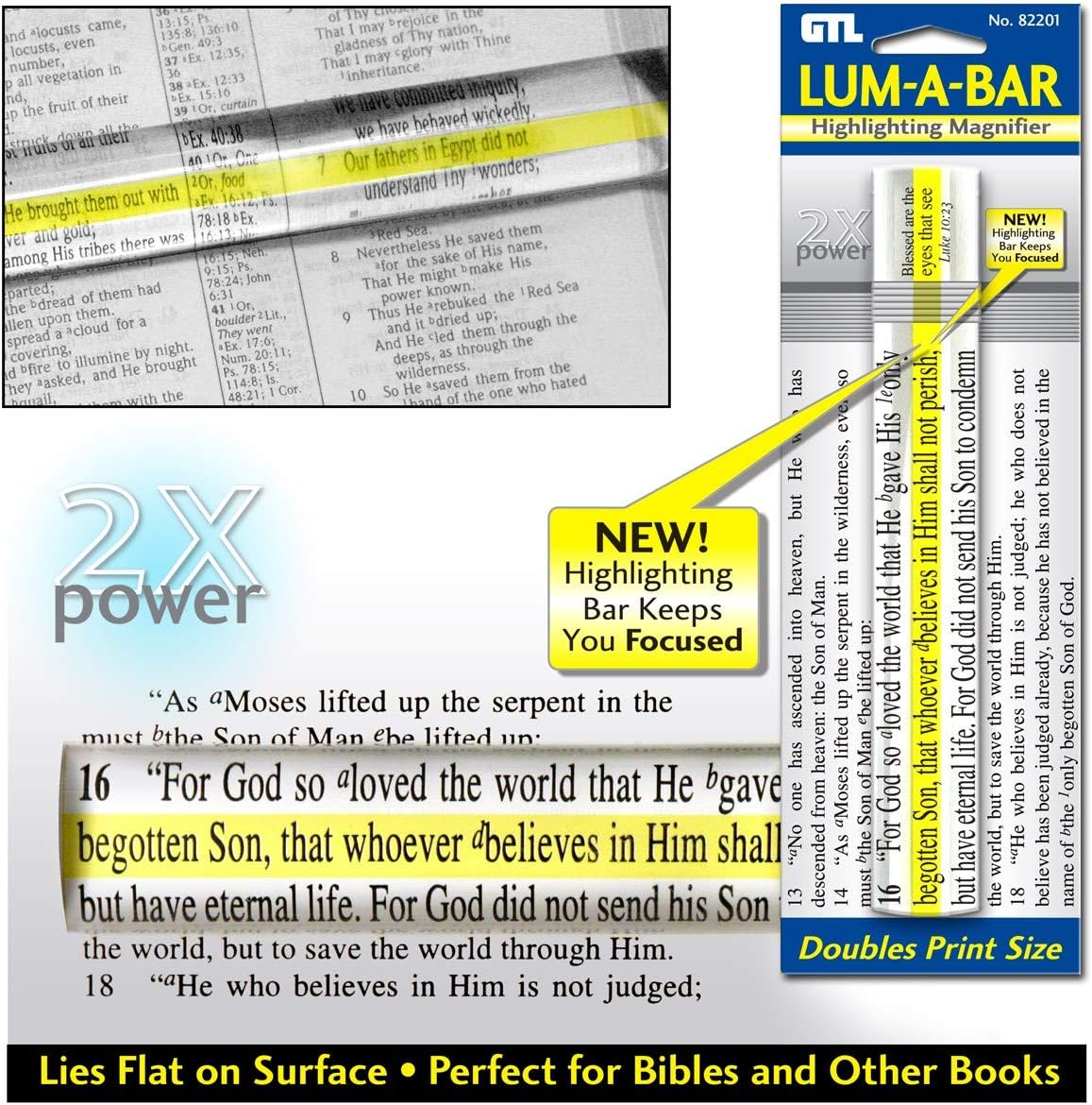G T Luscombe Lum-A-Bar 6 x 1 inch Clear 2X Highlighter Magnifier