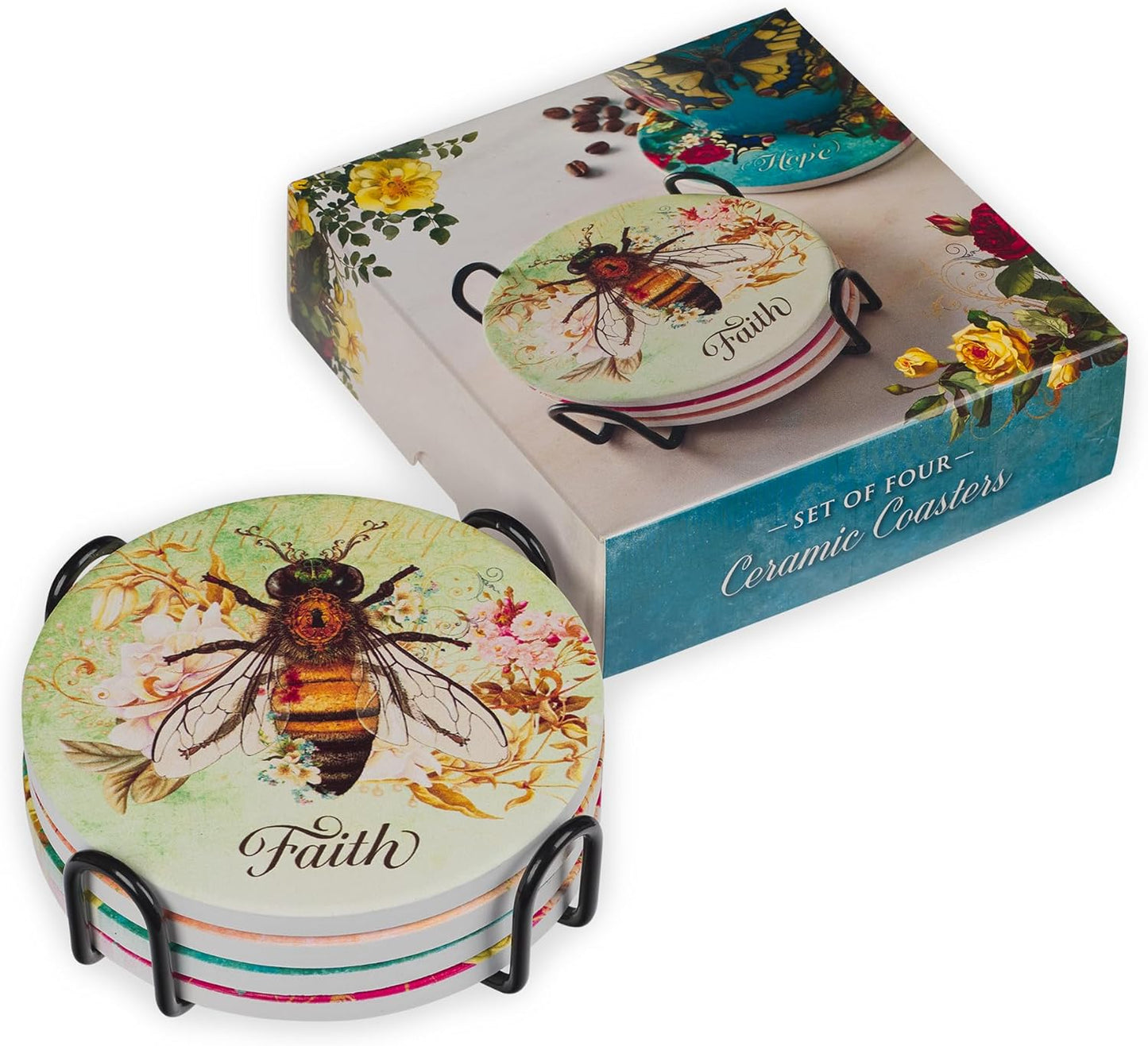 Secret Garden 4-piece Ceramic Coaster Set