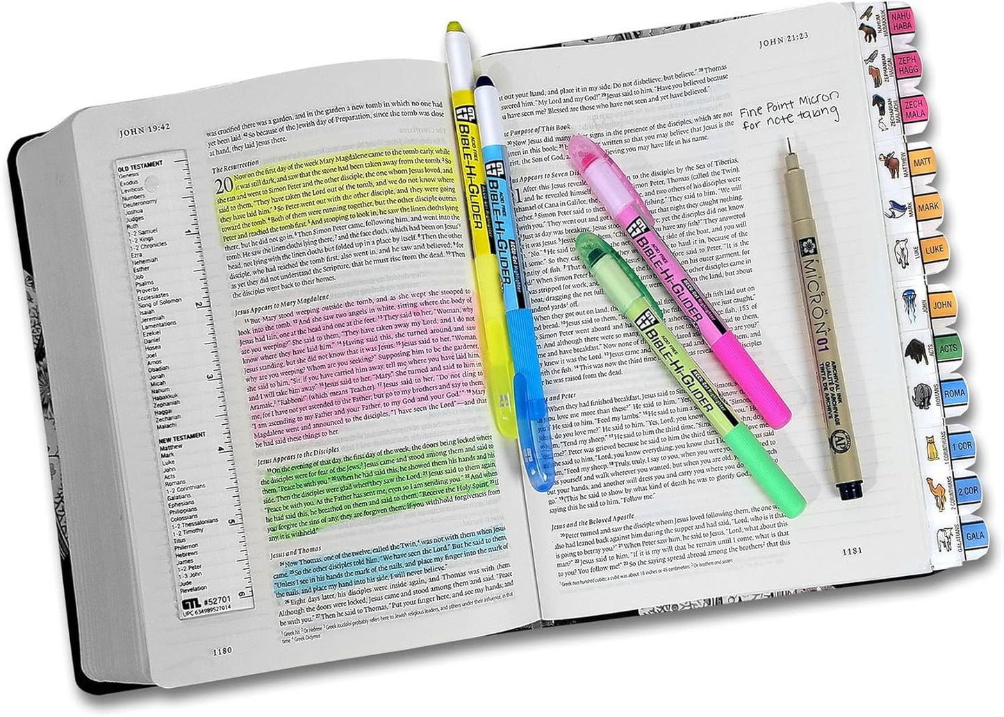 Accu-Gel Bible Highlighter, Pigma Micron Bible Study Starter Set – Kid's Rainbow Verse Finder Bible Tabs  (Stationary)