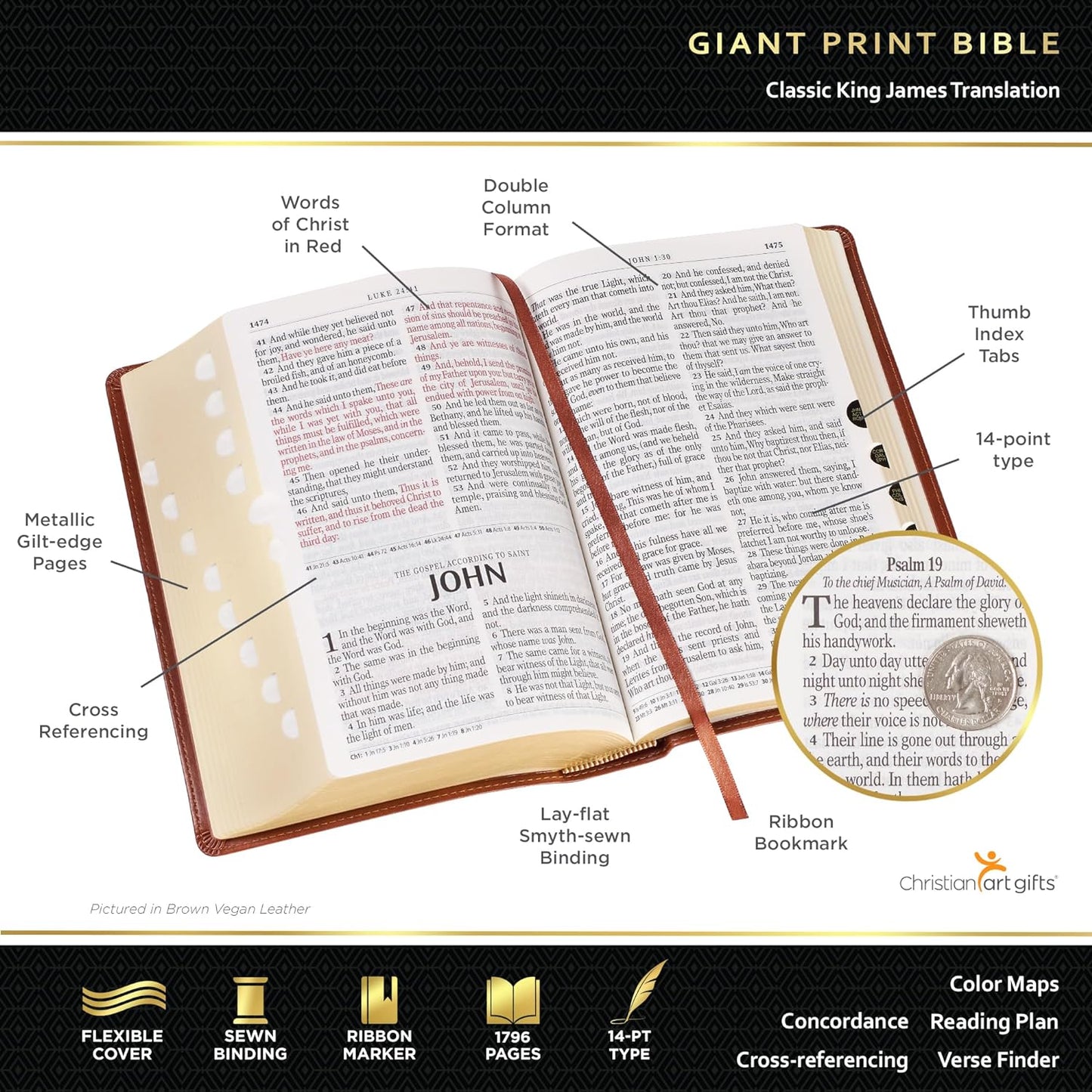 Teal Faux Leather Giant Print Standard-size King James Version Bible with Thumb Index