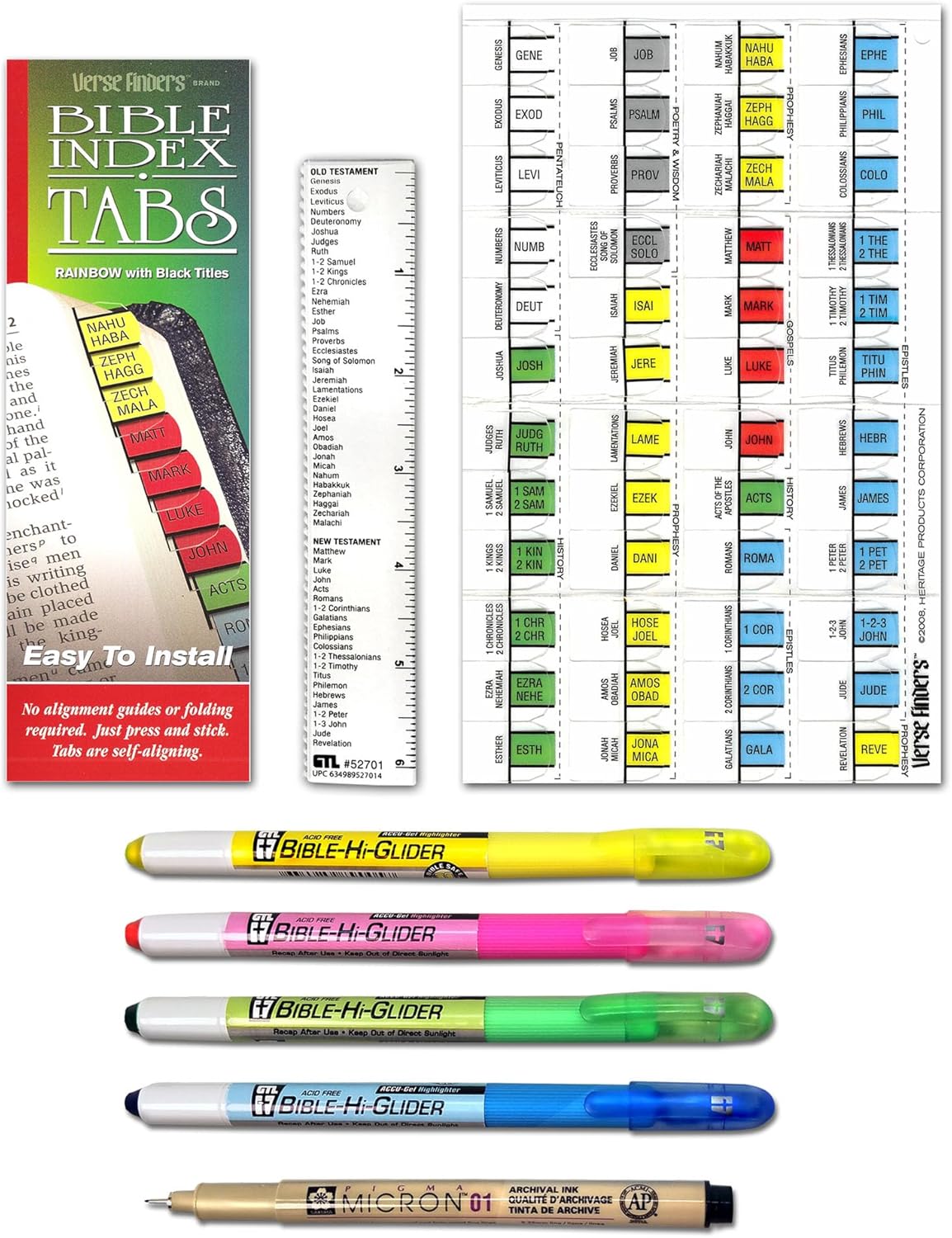 Accu-Gel & Pigma Micron Bible Study Starter Sets with Silver Verse Finder Bible Tabs (Copy)