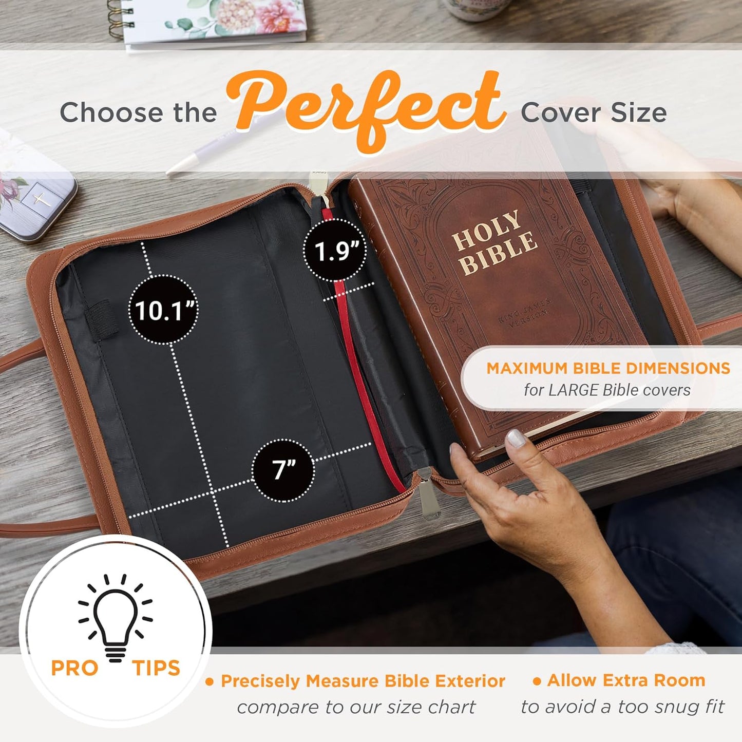 I Can Do All Things Toffee-brown and Navy Purse-style Bible Cover - Philippians 4:13