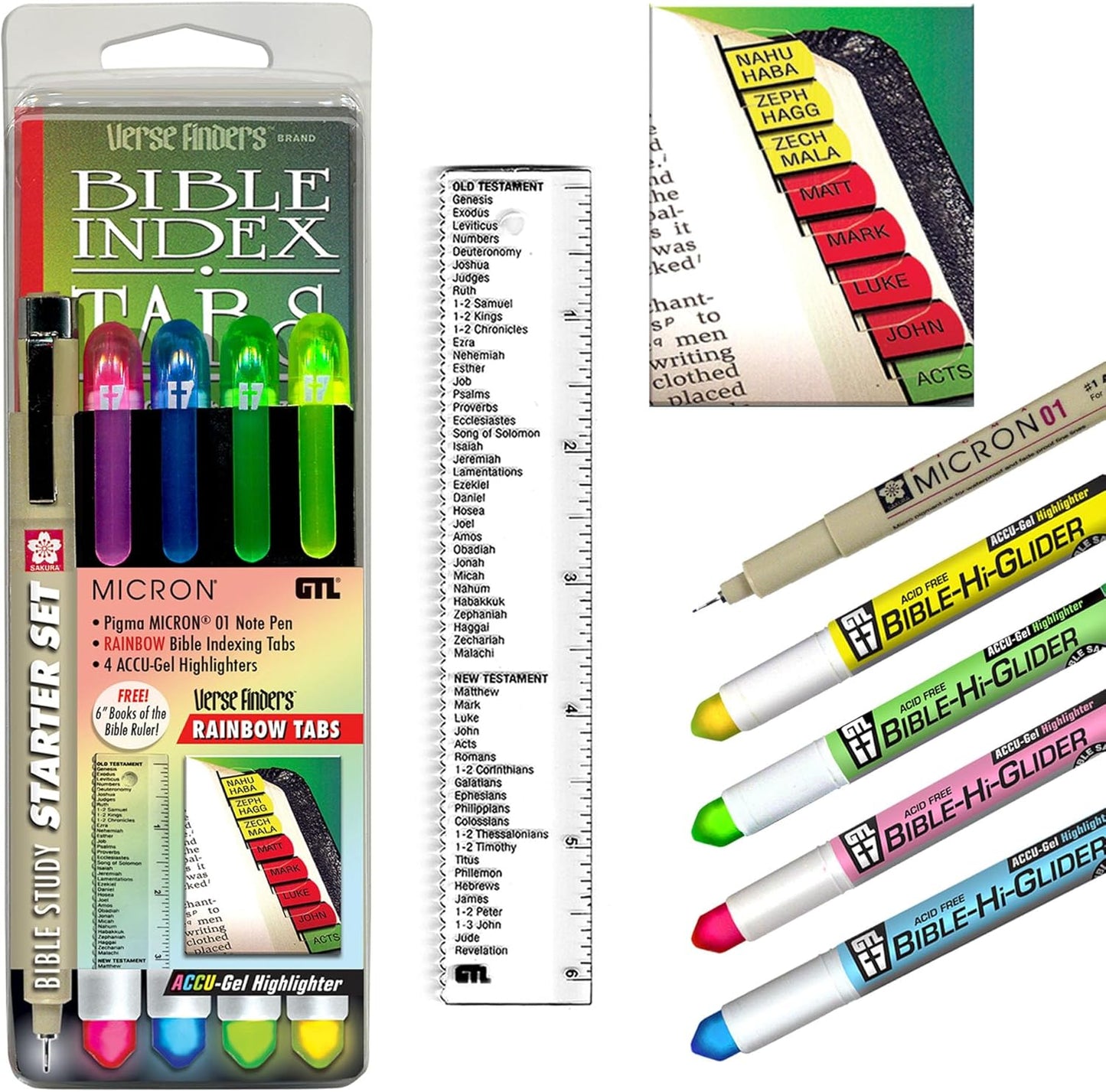 Accu-Gel & Pigma Micron Bible Study Starter Sets with Silver Verse Finder Bible Tabs (Copy)