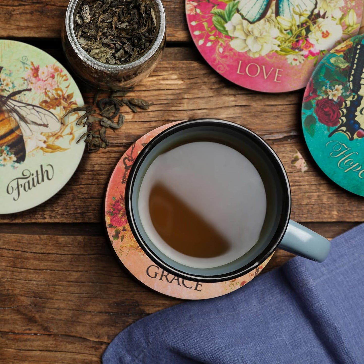Secret Garden 4-piece Ceramic Coaster Set
