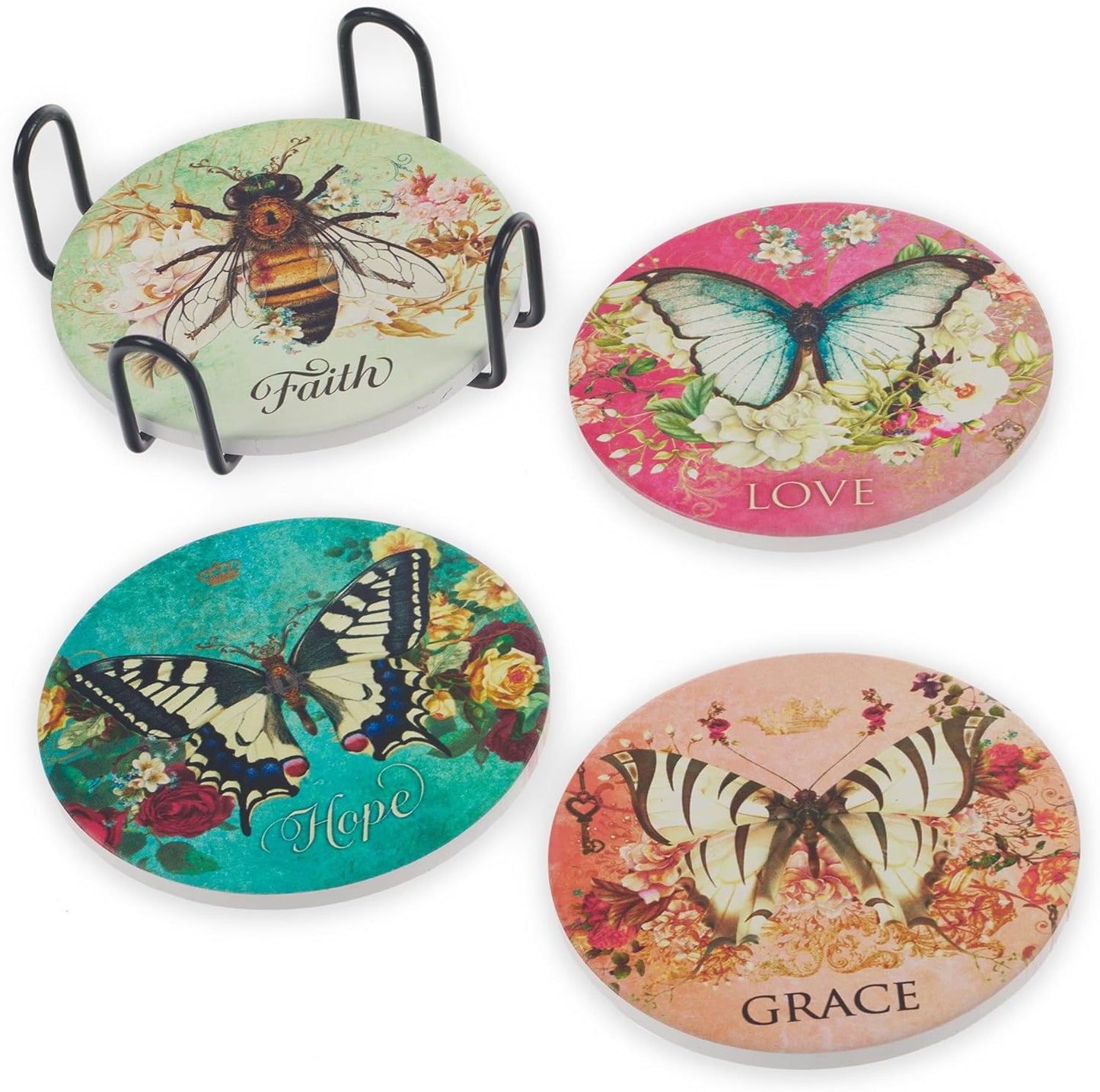 Secret Garden 4-piece Ceramic Coaster Set