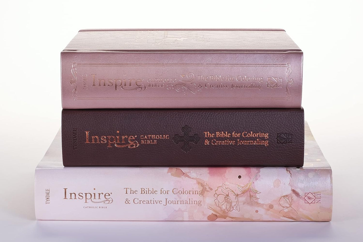 Tyndale NLT Inspire Catholic Bible (Hardcover, Rose Gold): Catholic Coloring Bible