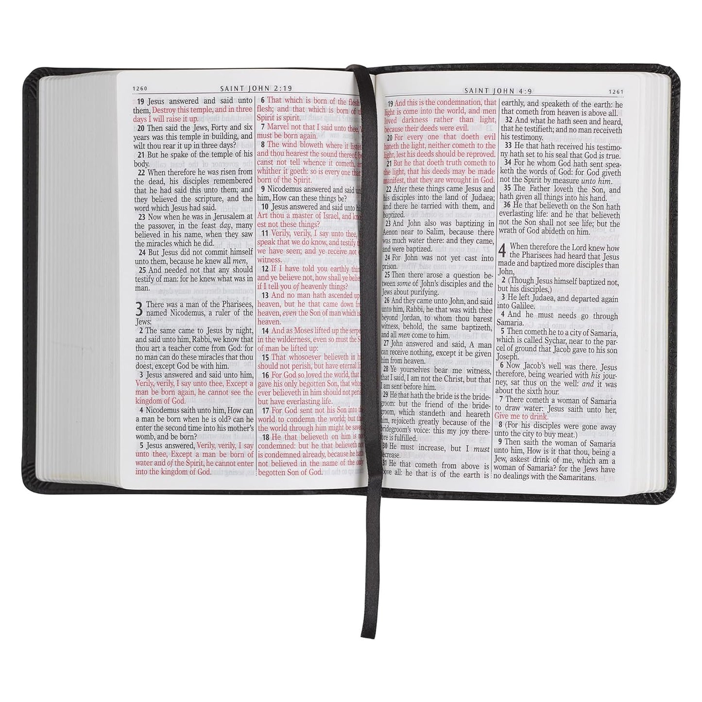 Black Faux Leather Large Print Compact King James Version Bible