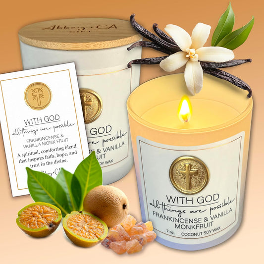 With God - Frankincense & Vanilla Monk Fruit - Scentspirations Candle Collection