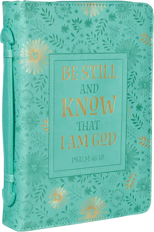 Be Still and Know Turquoise Faux Leather Fashion Bible Cover - Psalm 46:10
