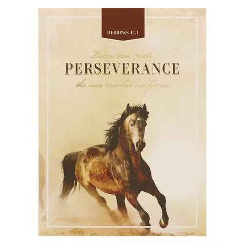 Perseverance Brown Stallion Medium Notebook - Hebrews 12:1