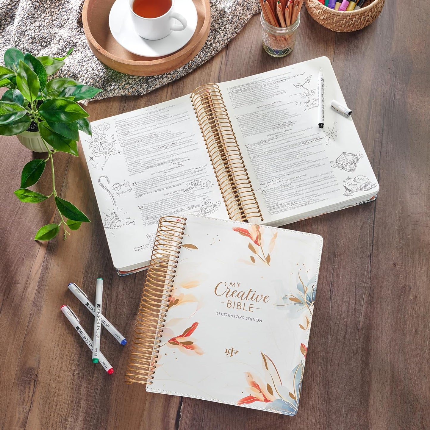 Pearlized White Floral Faux Leather My Creative Bible Illustrators Edition