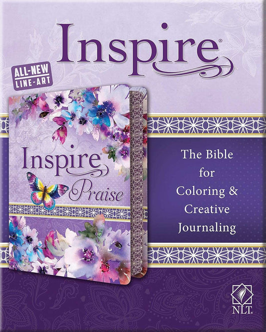 Tyndale NLT Inspire PRAISE Bible (LeatherLike, Purple Garden): Coloring Bible