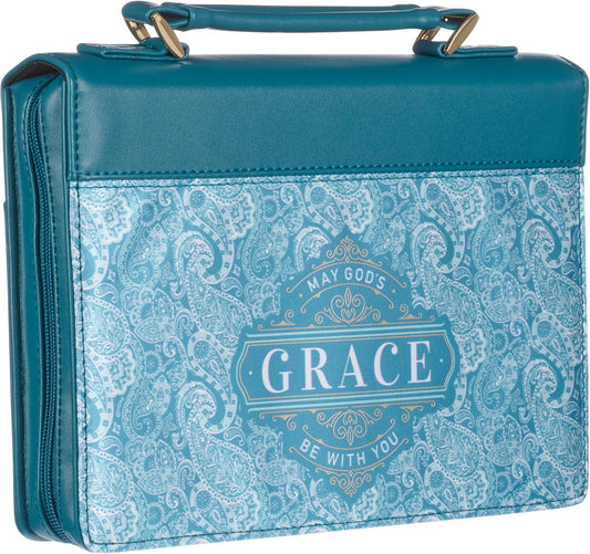 God's Grace Teal Paisley Faux Leather Fashion Bible Cover