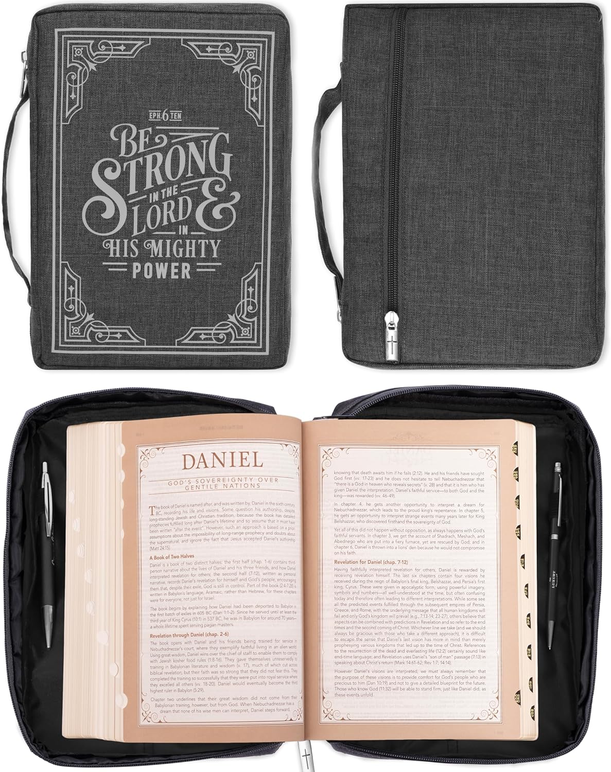 Bible Cover Value Gray Be Strong in the  Lord Eph. 6:10