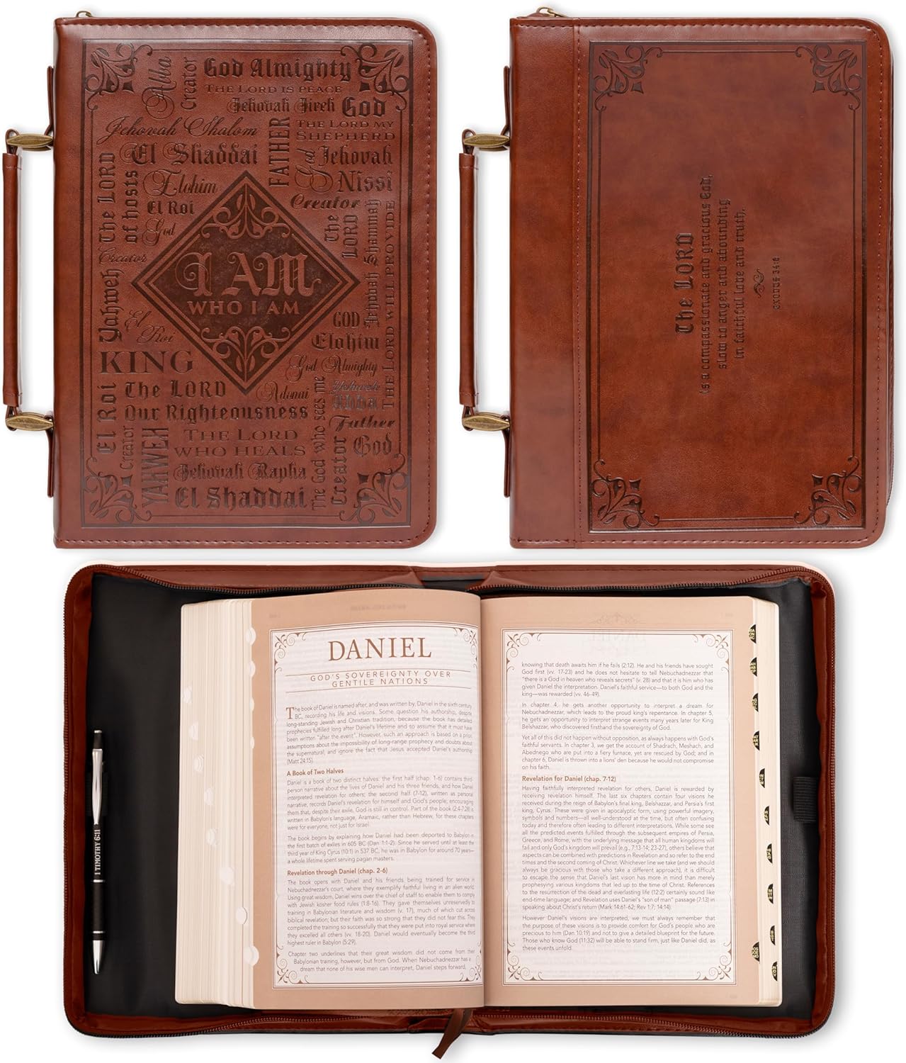 Names of God Brown Faux Leather Bible Cover
