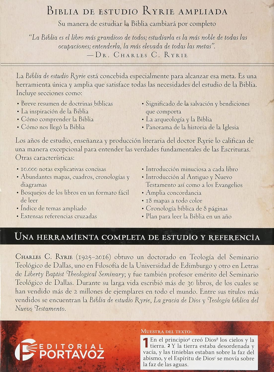 Biblia de estudio Ryrie ampliada: Duo-tono negor con índice (Spanish Edition) Leather Bound
