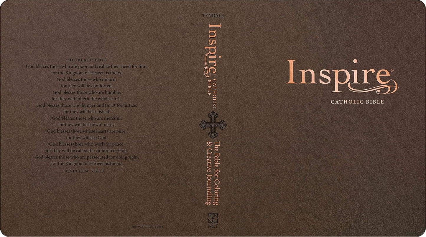 Inspire Catholic Bible NLT (LeatherLike, Dark Brown): The Bible for Coloring & Creative Journaling Imitation Leather