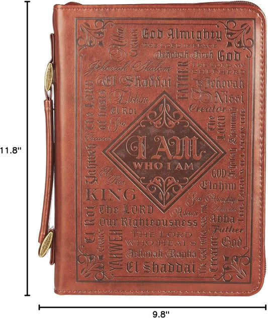 Names of God Brown Faux Leather Bible Cover - Large
