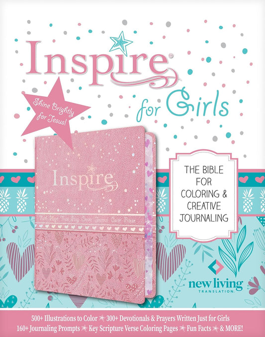 Inspire Bible for Girls NLT (LeatherLike, Pink): The Bible for Coloring & Creative Journaling Imitation Leather