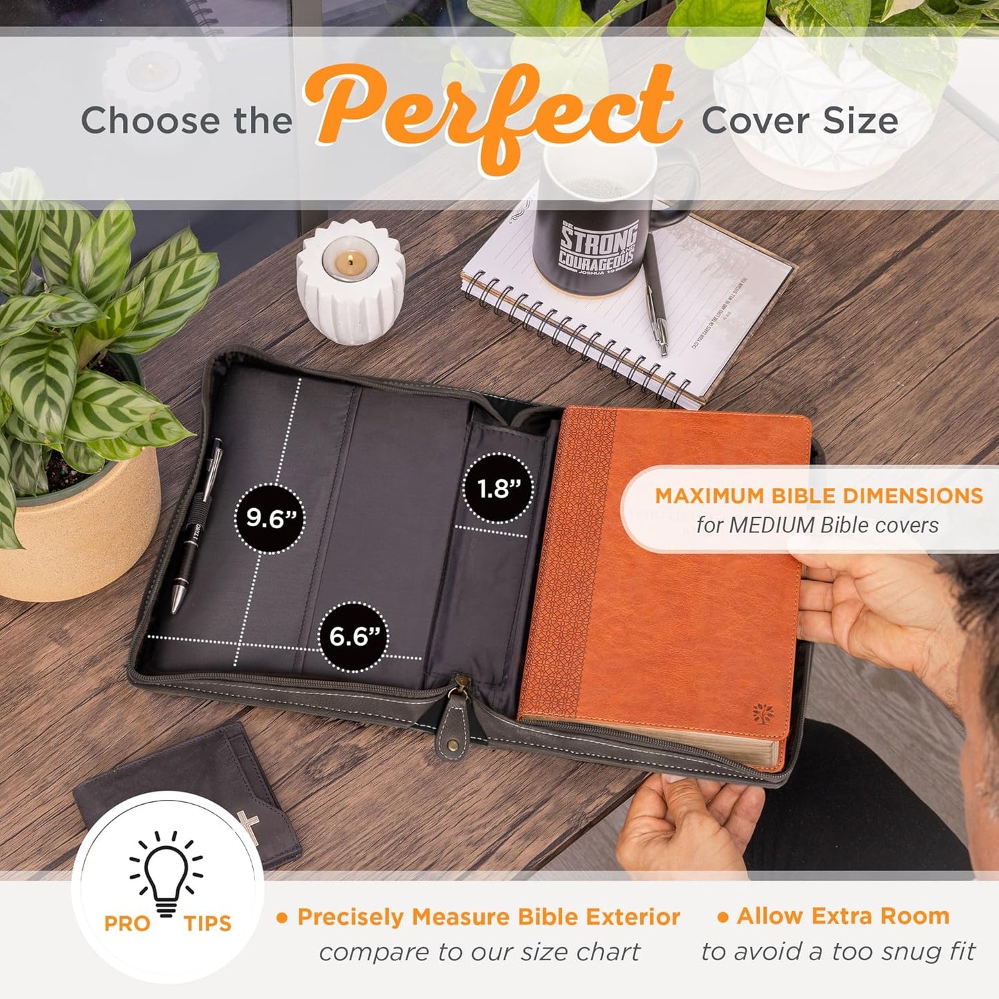 Be Still Majestic Valley Charcoal Faux Leather Classic Bible Cover- Psalm 46:10 - Medium