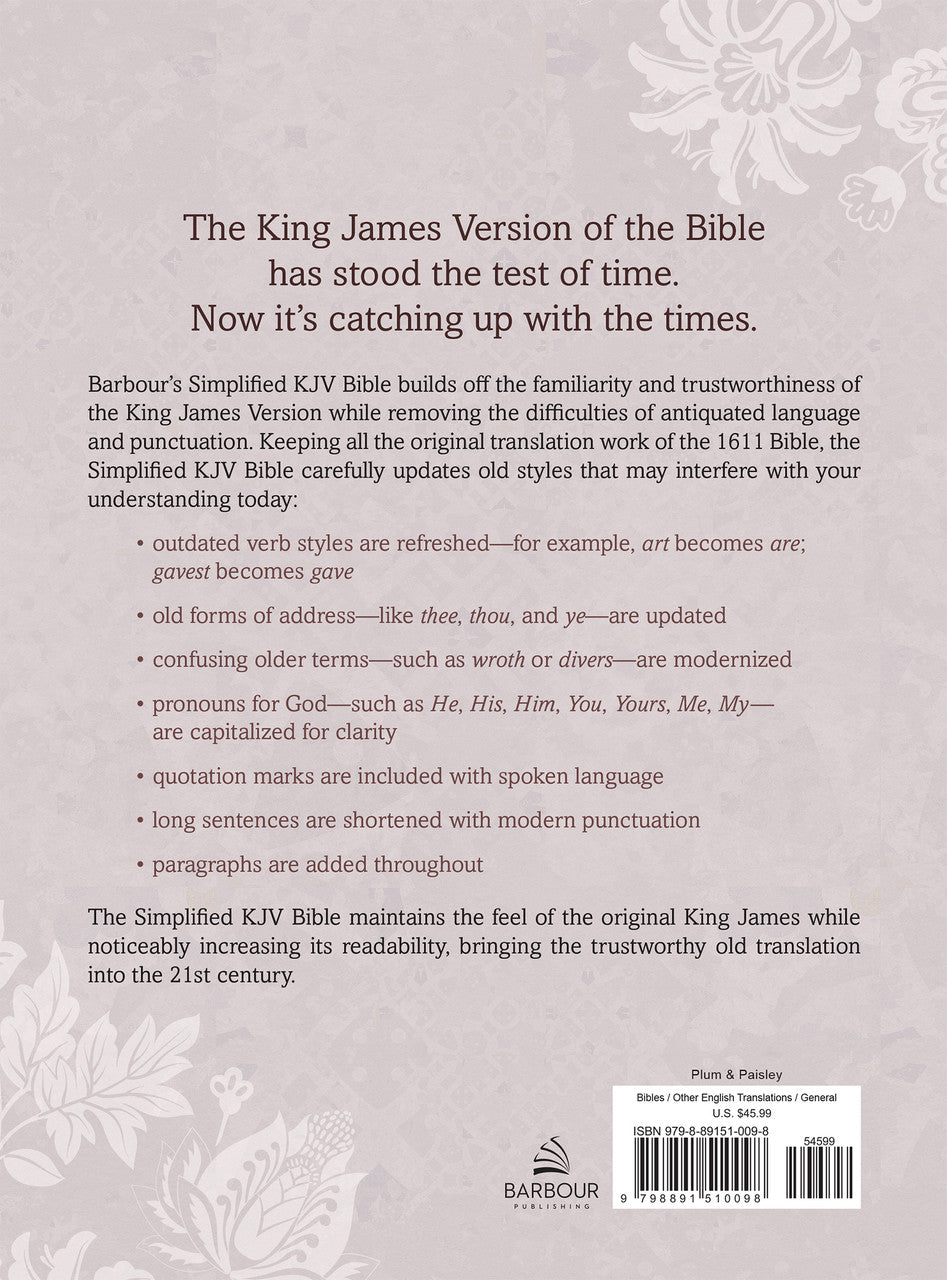 Simplified KJV--Large Print [Plum & Paisley]