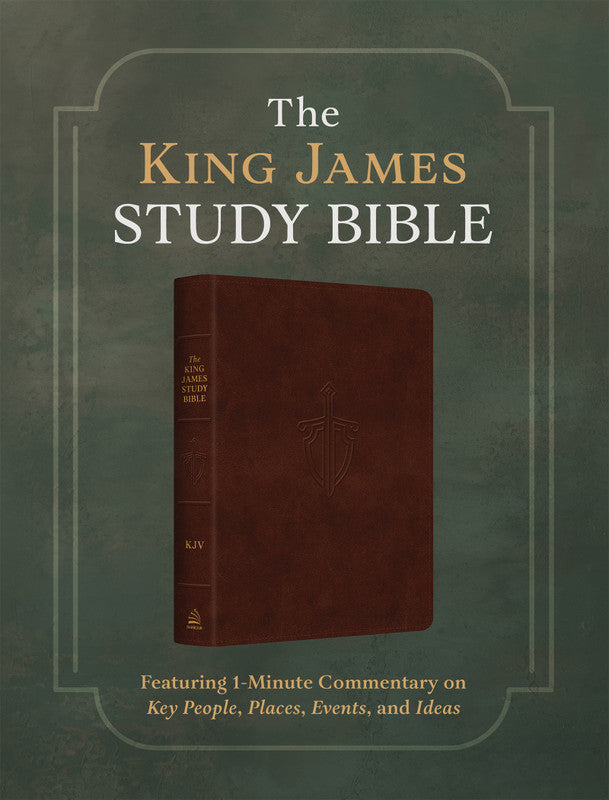 The King James Study Bible: Featuring 1-Minute Commentary on Key People, Places, Events, and Ideas [Burgundy Sword & Shield]