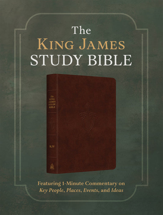 The King James Study Bible: Featuring 1-Minute Commentary on Key People, Places, Events, and Ideas [Burgundy Sword & Shield]