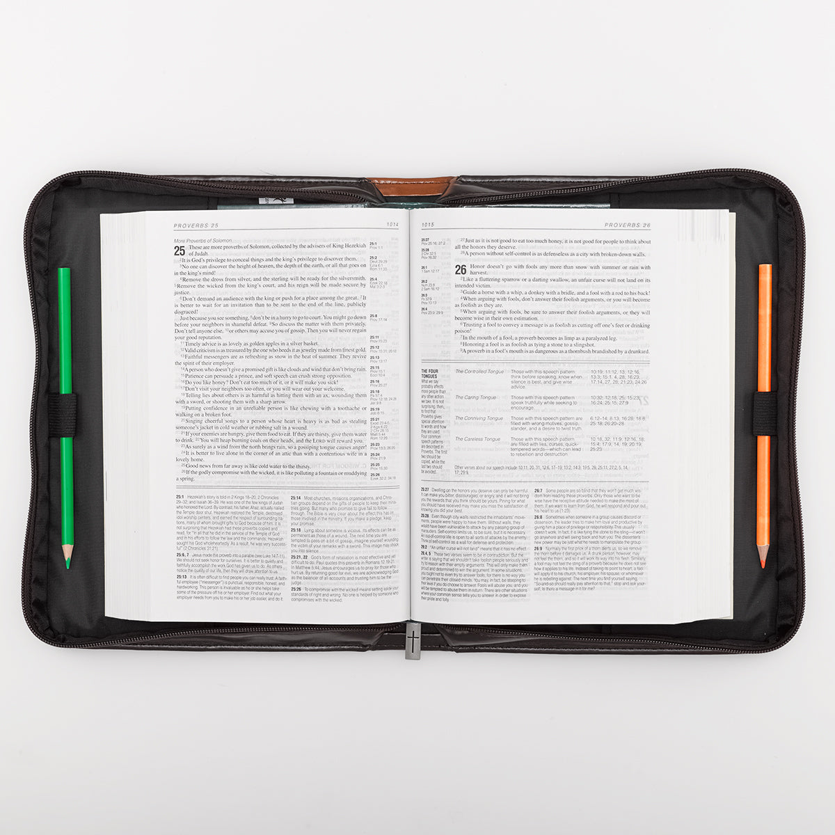 Stand Firm Two-tone Brown Faux Leather Classic Bible Cover - Philippians 4:1