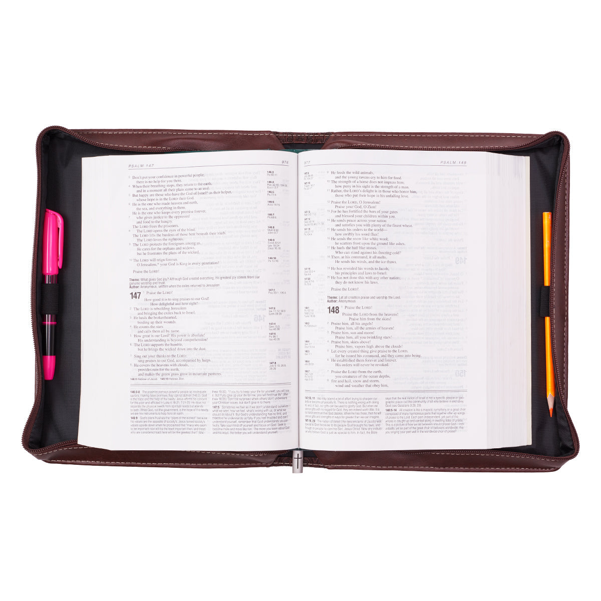 The Lord's Prayer Two-tone Brown Faux Leather Classic Bible Cover (Large)