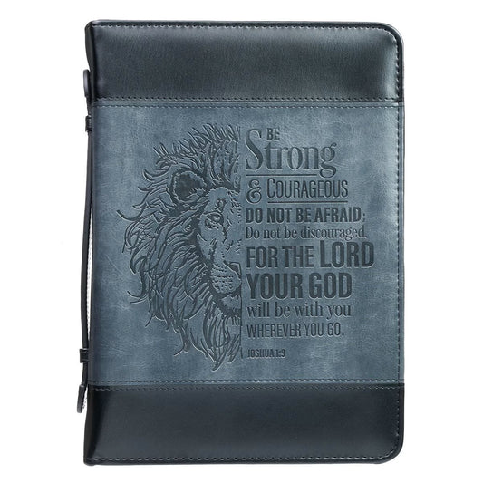 Be Strong Lion Two-Tone Classic Bible Cover - Joshua 1:9