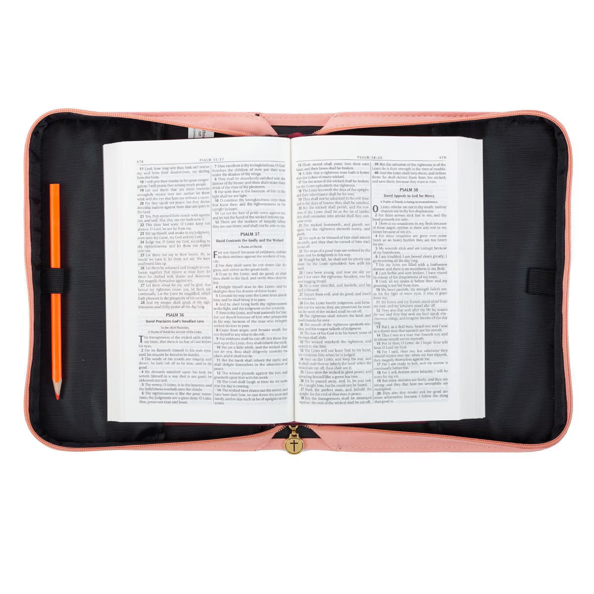 He Works All Things for Good Peach Floral Faux Leather Fashion Bible Cover - Romans 8:28 (Extra Large)