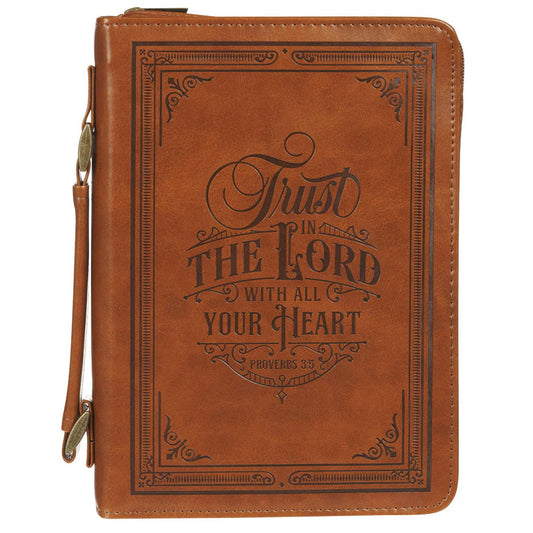 Trust in the Lord Honey-brown Faux Leather Classic Bible Cover - Proverbs