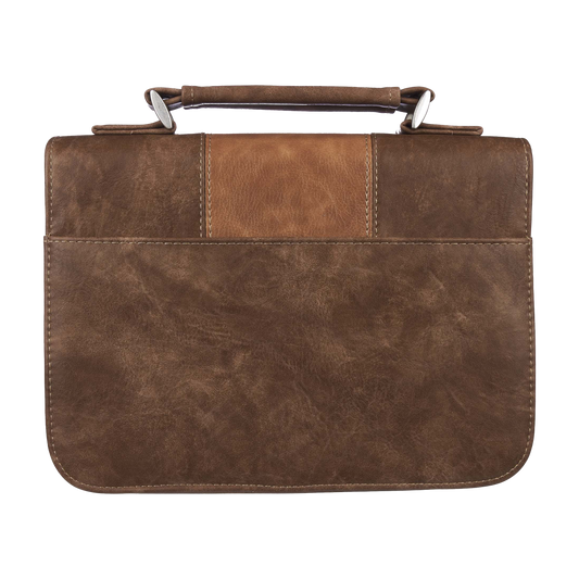Trust In The Lord Two-Tone Brown Classic Faux Leather Bible Cover - Proverbs 3:5 (Large)