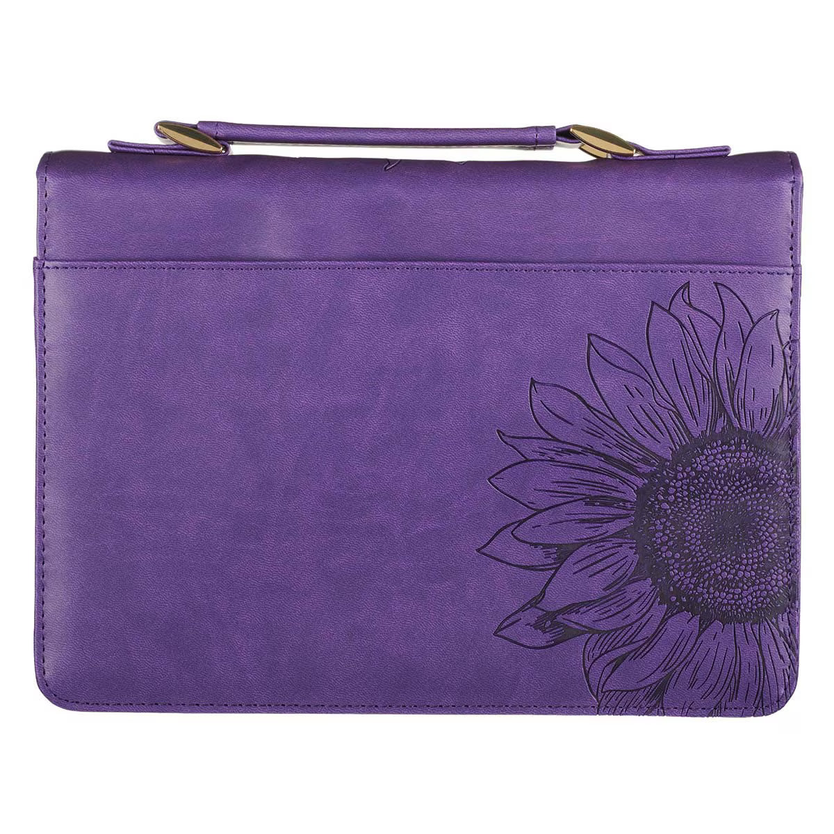 Purple Sunflower Strength & Dignity Faux Leather Fashion Bible Cover - Proverbs 31:25 (Extra Large)