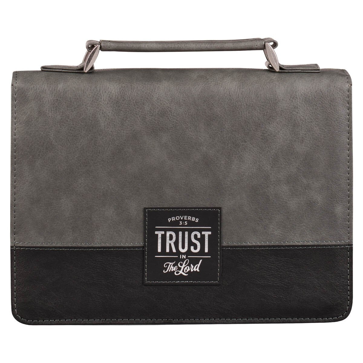 Trust in the LORD Gray and Black Faux Leather Bible Cover - Proverbs 3:5 (Large)