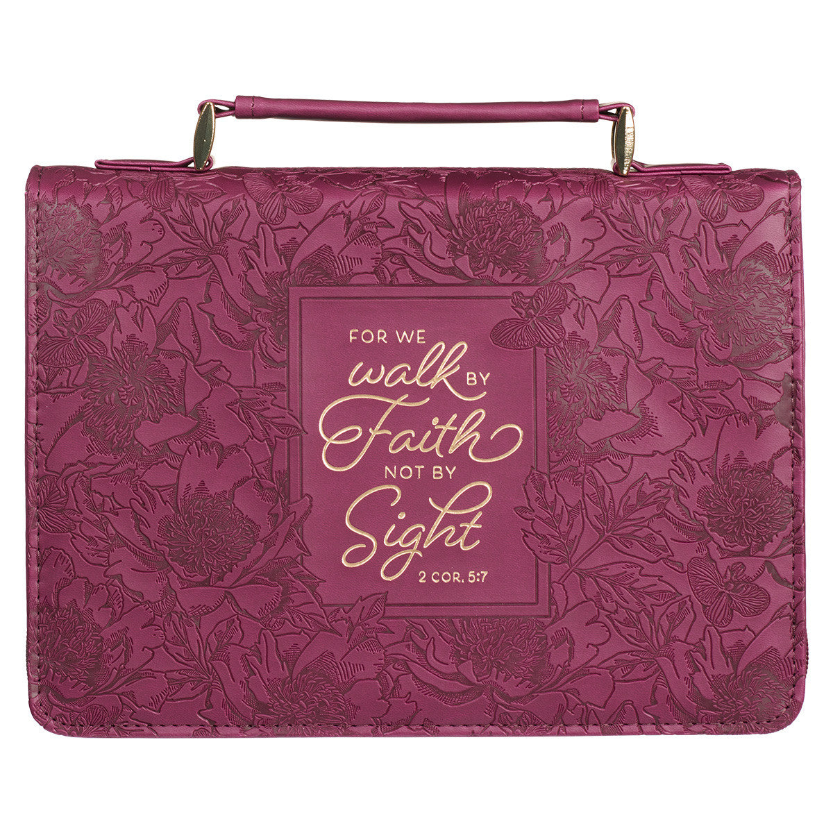 Walk by Faith Ruby Red Faux Leather Fashion Bible Cover (Large) - 2 Corinthians 5:7